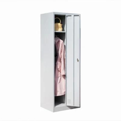 Steel Compartment Cabinet Furniture Iron Wardrobe 2 Door Clothes Storage Cupboard