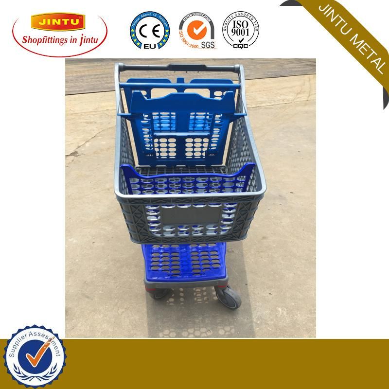 Supermarket Hypermarket American Plastic Basket Hand Push Trolley Shopping Cart
