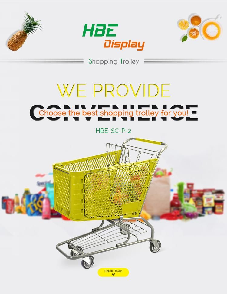 120L 2 Tiers Plastic Metal Shopping Trolley Cart