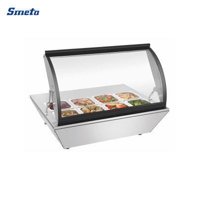 67L Counter Top Curved Glass Hot Food Dishes Warmer Showcase