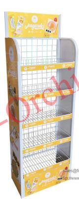 Customized Size Supermarket Metal Wire Flooring Grid Shelf Snack Candy Potato Chip Display Rack