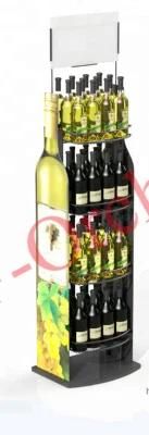 Metal Rack Food Shelf Merchandiser Jams Bottle Liquor Display Stand 4 Case Wine Tower