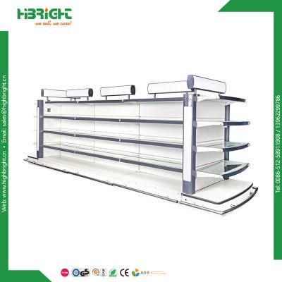 Wall Supermarket Gondola Shelf Display Rack with LED Light Lamp Box