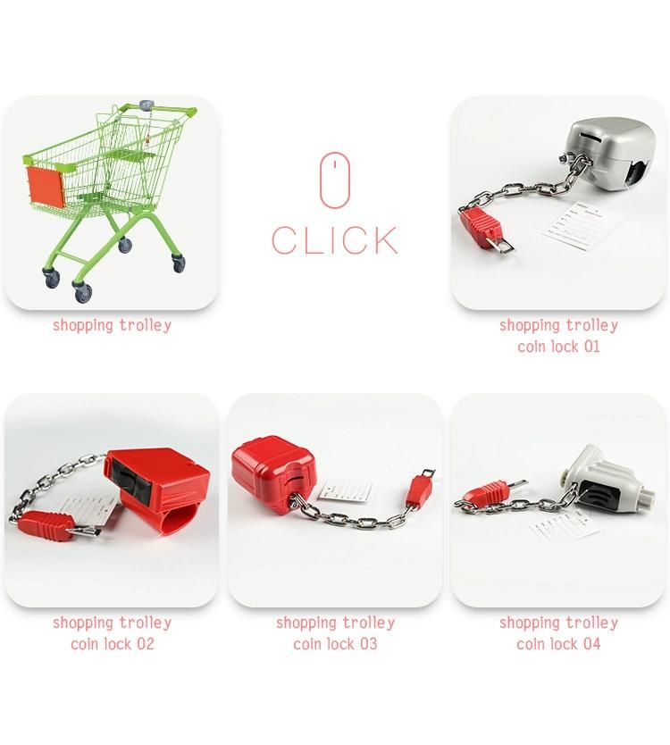 Plastic Customized Zinc Alloy Shopping Trolley Coin Lock