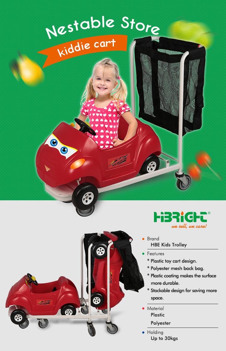 Folded Wheeled Plastic Kiddie Cart with Safety Belt