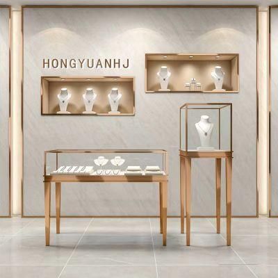 Tempered Glass Jewelry Showcase LED Lighting Jewelry Store Display Counter Fixtures Jewelry Shop Furniture