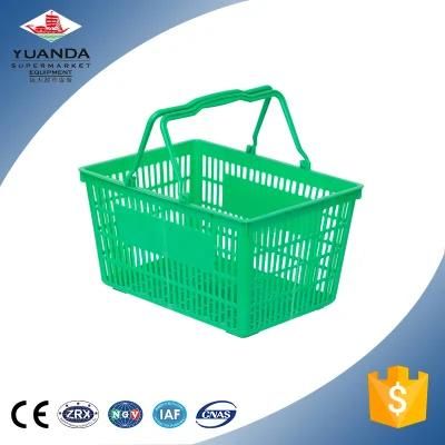 Large Hollow Bottom Plastic Supermarket Shopping Basket Wholesale Double Hands
