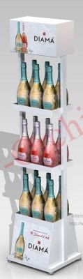 3 Tiers Metal Display Rack for Wine with Header Graphic Print