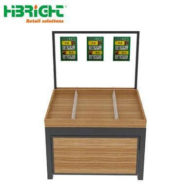 Supermarket Vegetable and Fruit Rack Wooden and Steel Display Shelf