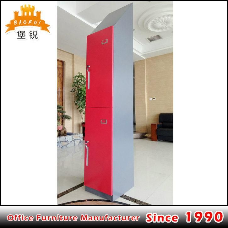 Fas-014 Cheap  Sloping Top Two Door Storage Cabinet Metal Gym  Locker