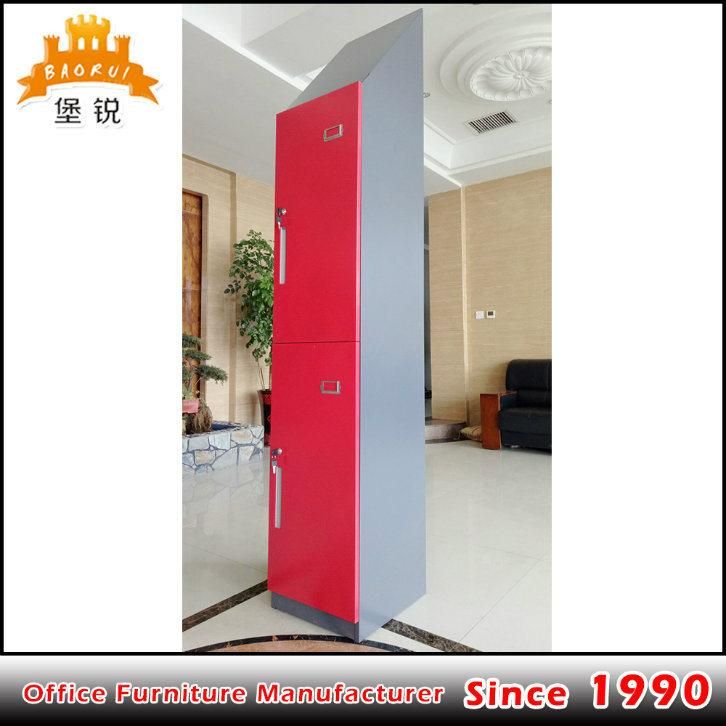 Fas-014 Cheap Sloping Top Two Door Storage Cabinet Metal Gym Locker