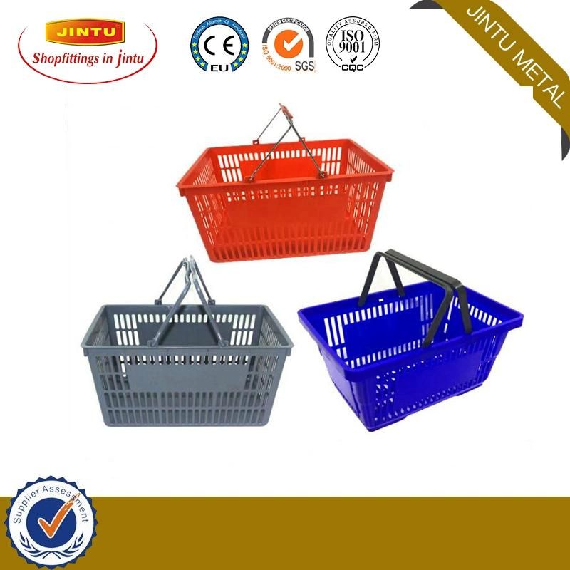Supermarket Blue Insulated PP Plastic Fashion Recycled Shopping Basket with Handle for Supermarket