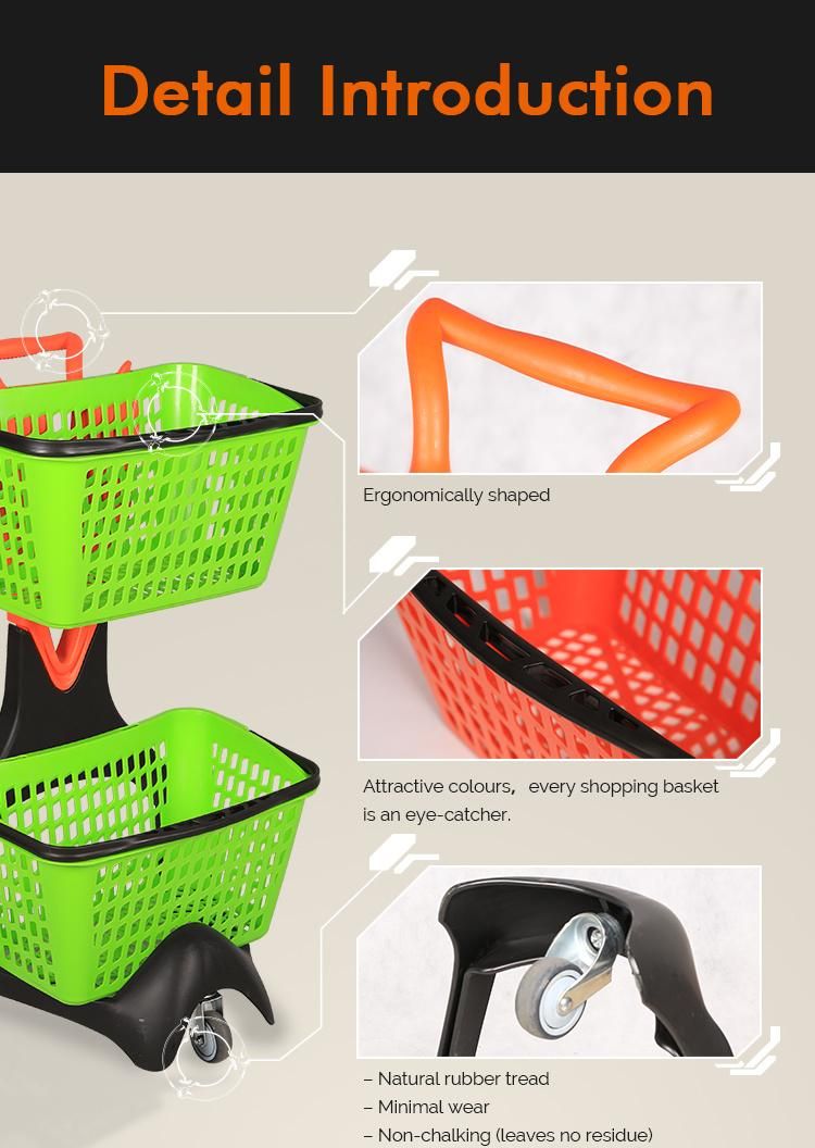 Double Decker Shopping Carts Push Shopping Basket Trolley