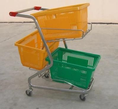 Supermarket Shopping Cart Combined with Three Baskets