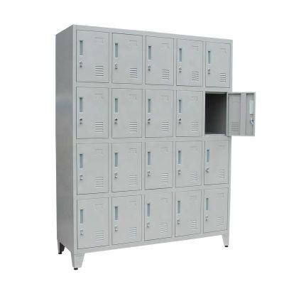 Metal 20 Door Public Key Open Dock Lock Cabinet Store Steel Lockers with Standing Legs