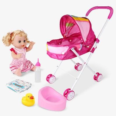 High Quality Kids Sun Shading Trolley Iron Lovely Cheap Baby Doll Stroller Toy