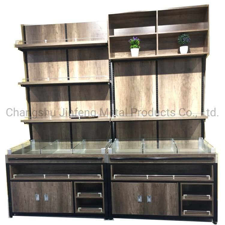Customized Size Wooden Retail Store Display Shelving System Supermarket Wooden Shelves /Shopping Mall Display Rack