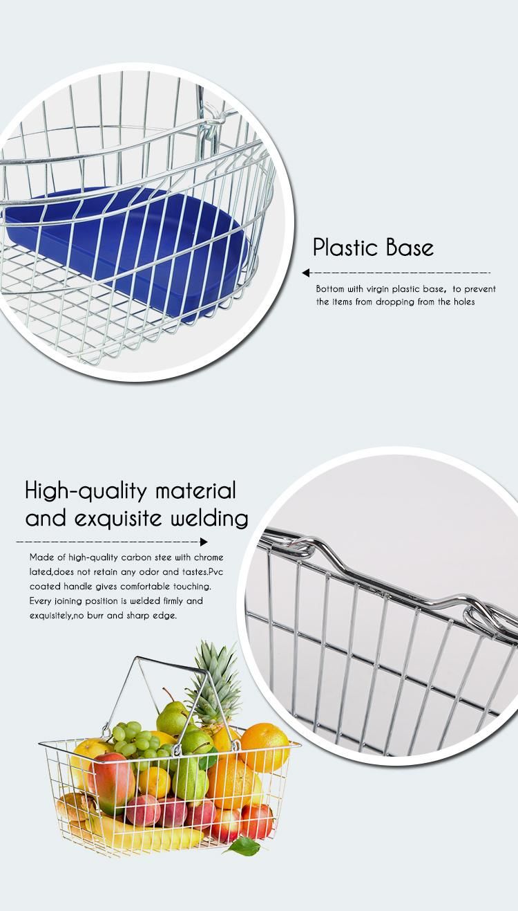 Cosmetics Store Metal Wire Shopping Basket with Plastic Tray