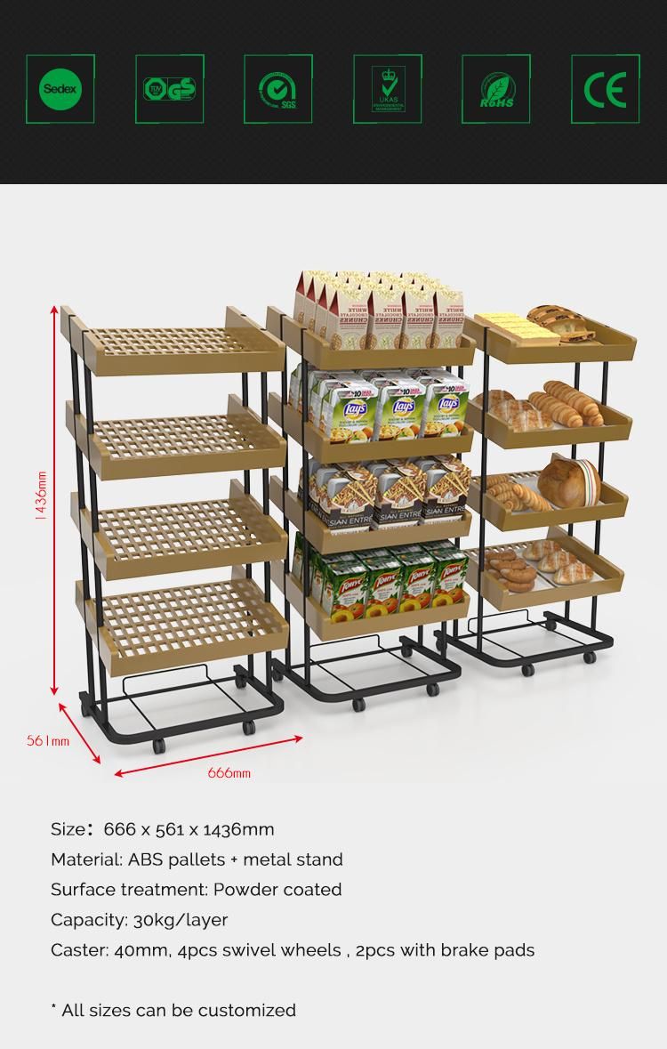 Hot Sell Grocery Bakery Store Plastic Bread Display Rack