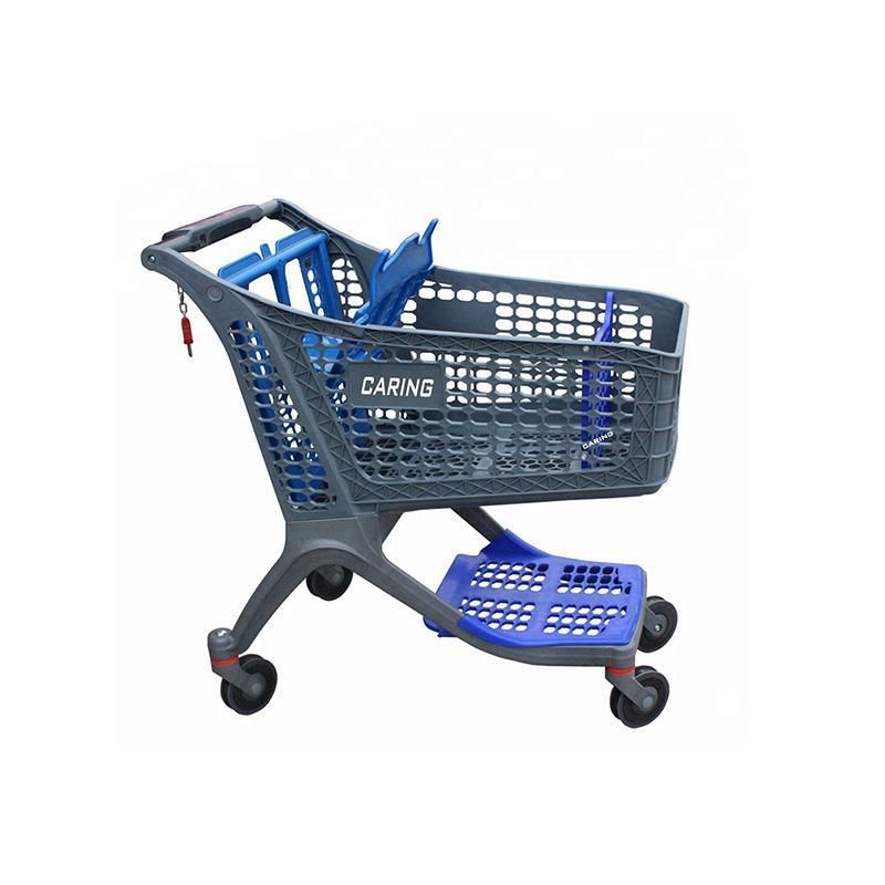 Factory Supplier Four Wheels Trolley Plastic Supermarket Shopping Cart