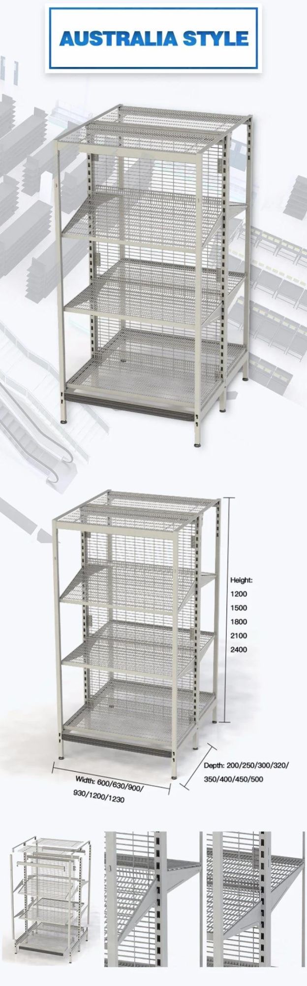 Retail Department Store Shelf Gondola Display Rack