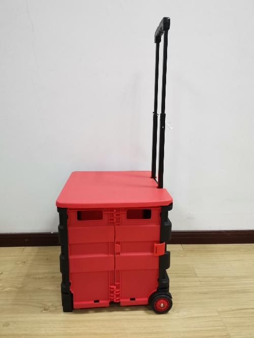 Collapsible Wheeled Plastic Shopping Trolley Supermarket Portable Cart