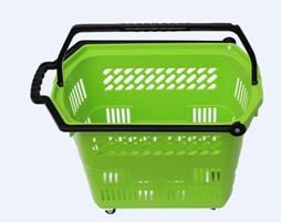Wholesale Supermarket Plastic Rolling Shopping Baskets with Wheels 09061