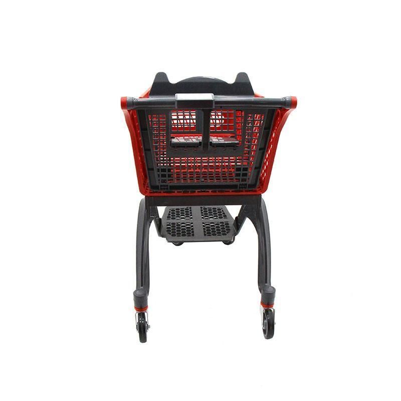 2021 New Design Supermarket Plastic Shopping Trolley Cart with 4 Wheels