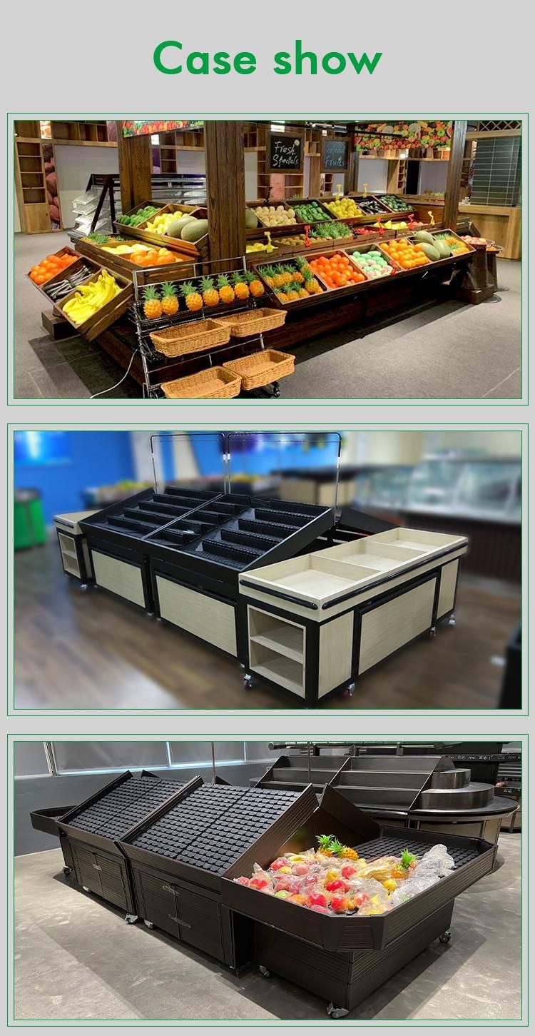 Supermarket Display Stand Wood and ABS Vegetable Rack