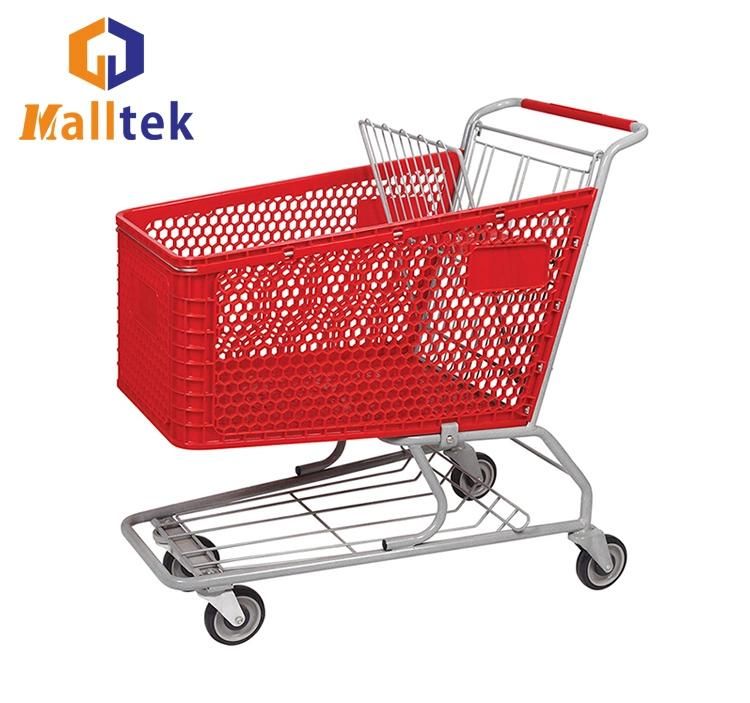 Fashion Supermarket Half Plastic and Metal Shopping Hand Trolley Cart