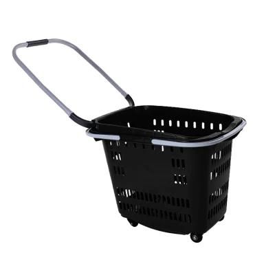 40L Durable Plastic Basket with Handles with 4 Wheels