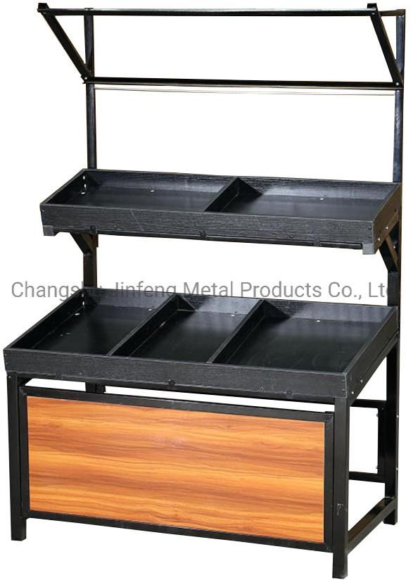 Supermarket Shelves Customizable Stable Combination Three Layers Vegetable and Fruit Display Racks with Wood