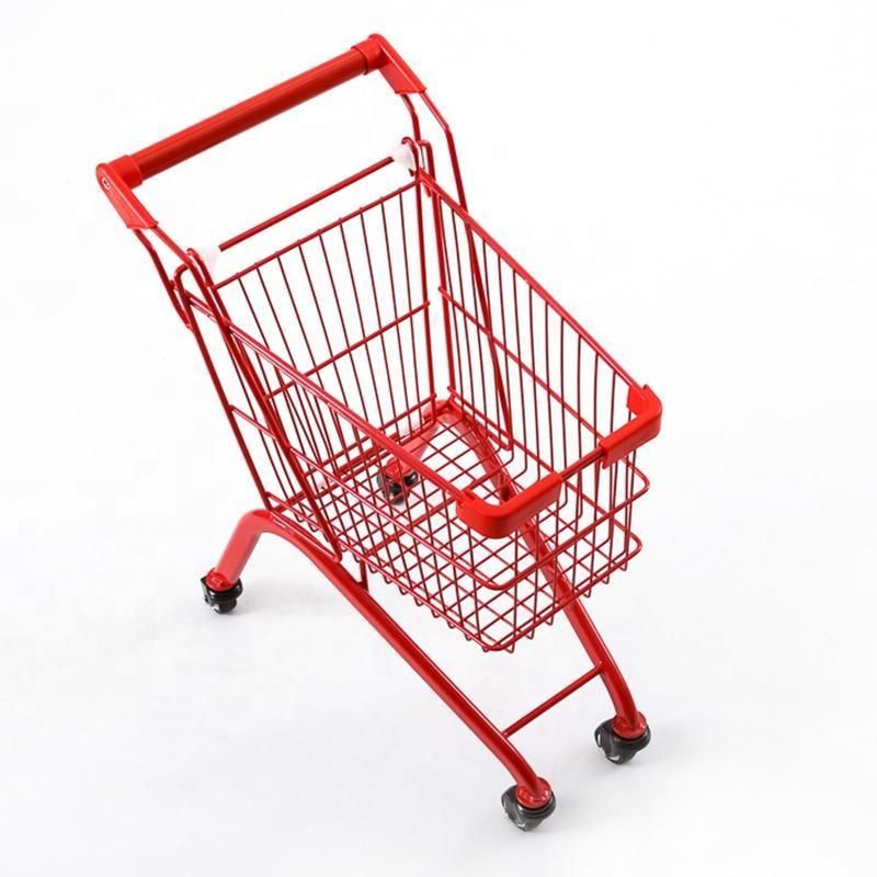 Supermarket Rolling Shopping Metal Basket Wheels Trolley