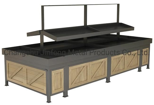 Supermarket Furniture Retail Store Display Metal Wooden Fruit and Vegetable Stand