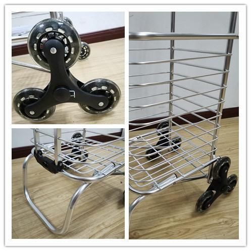 China Wholesale Aluminum Lightweight Rolling Grocery Cart with Stair Climber Wheels