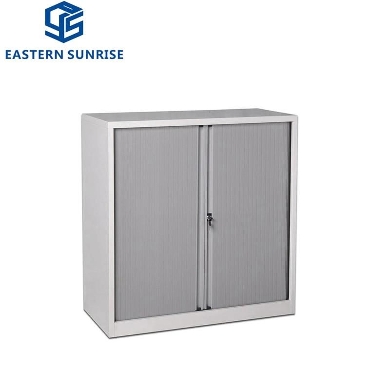 Two Tambour Rolling Shutter Door Office Lockable Metal Storage Cabinet