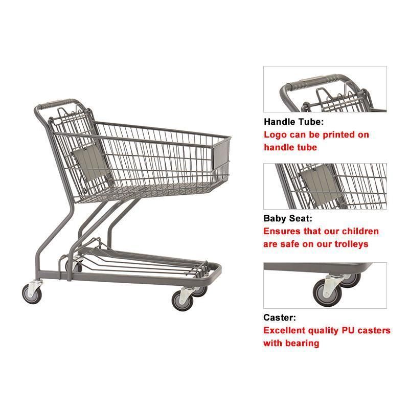 2021 Metal and Plastic Shopping Trolley for Supermarket Equipment Metal Grocery Carts