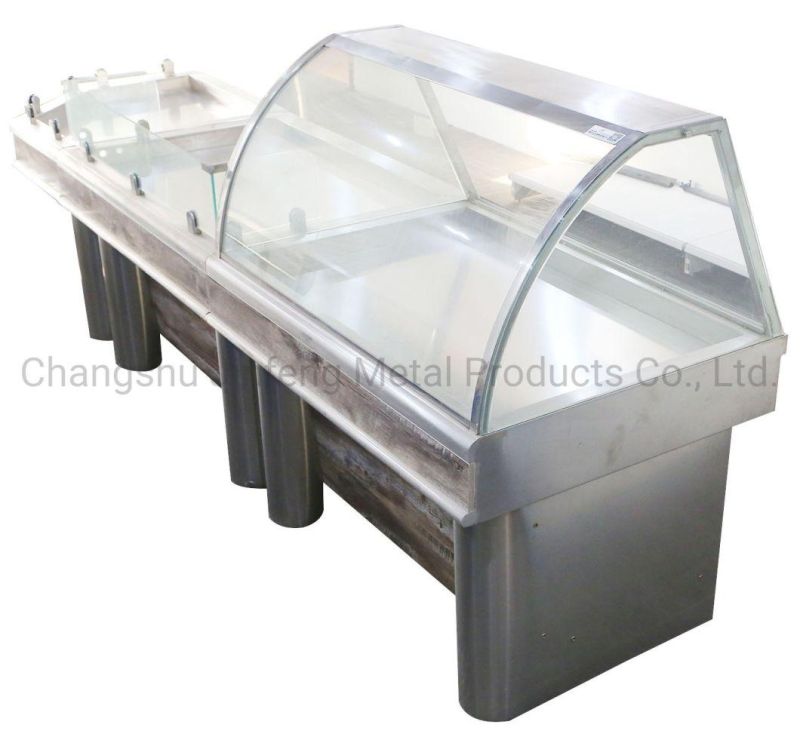 Supermarket Display Rack Cooked Food Display Cabinets with Wood and Glass