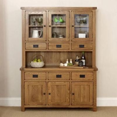 Dining Room Furniture Wood Oak Large Glazed Dresser and Sideboard