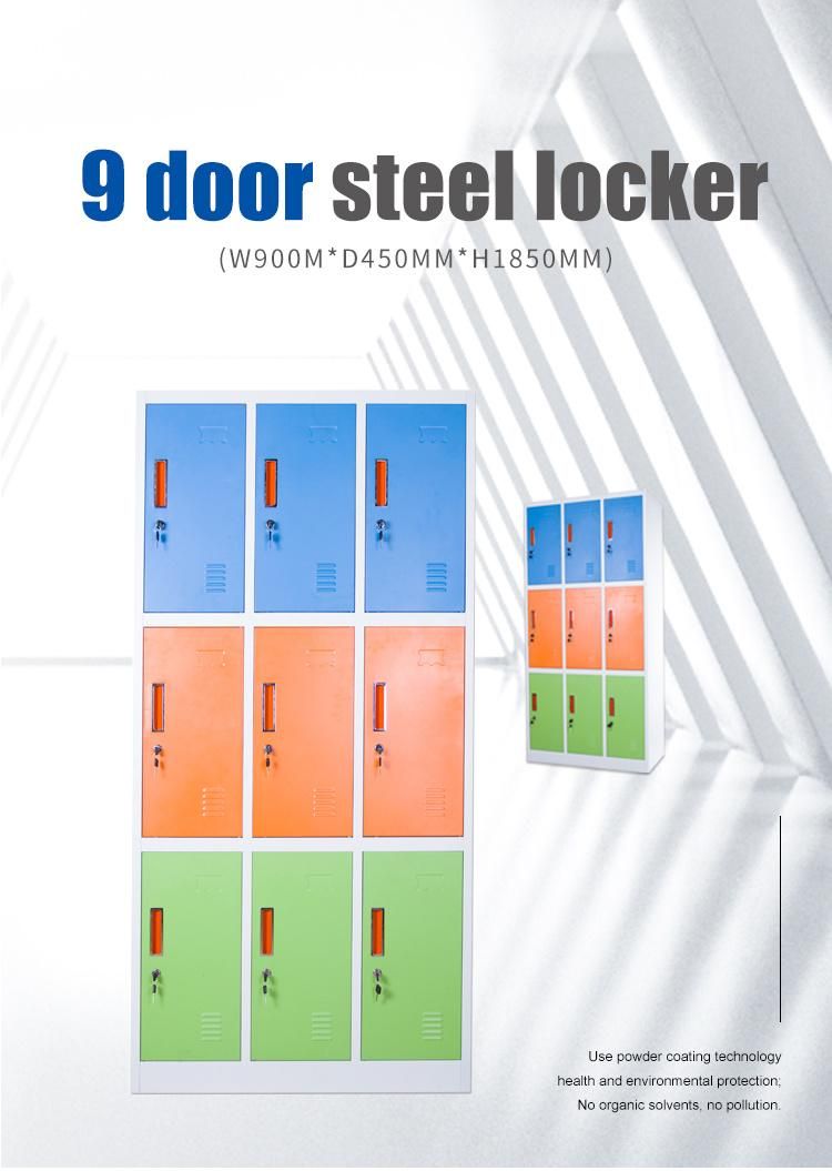 Armario De Acero 9-Door Gym Locker 9 Door Metal Clothing Locker 9 Door Steel Locker