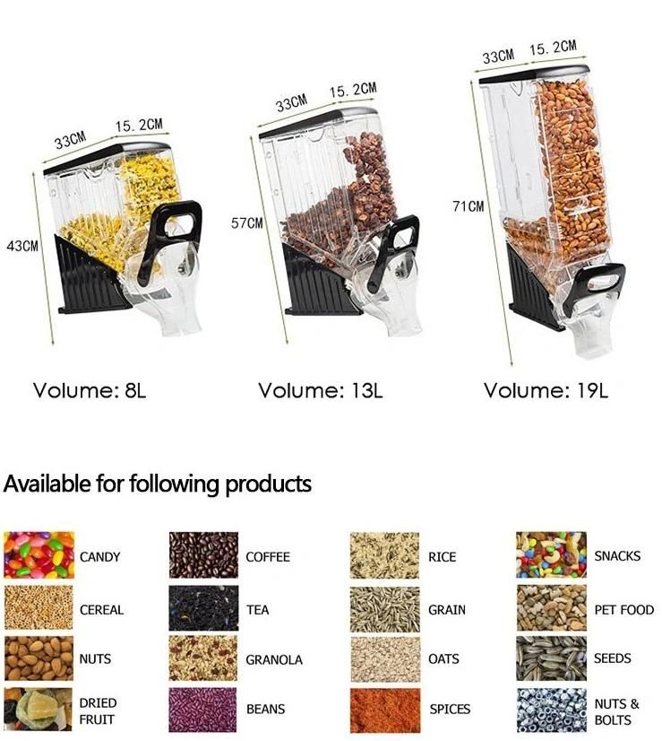 Wall Mounted Dried Fruit Dispenser Gravity Bins Grain Cereal Dispenser