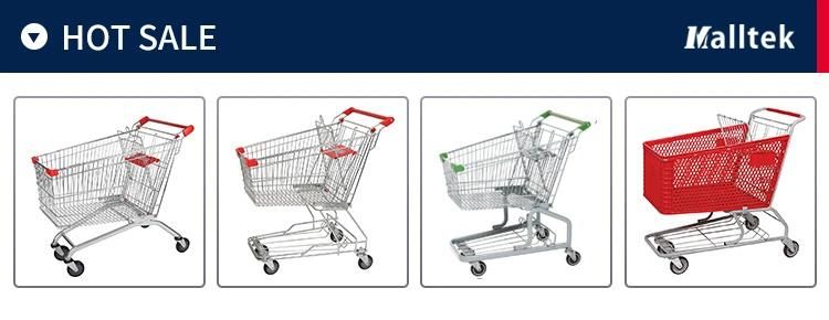 Powder Coated Steel American Hand Push Shopping Trolley for Hypermarket