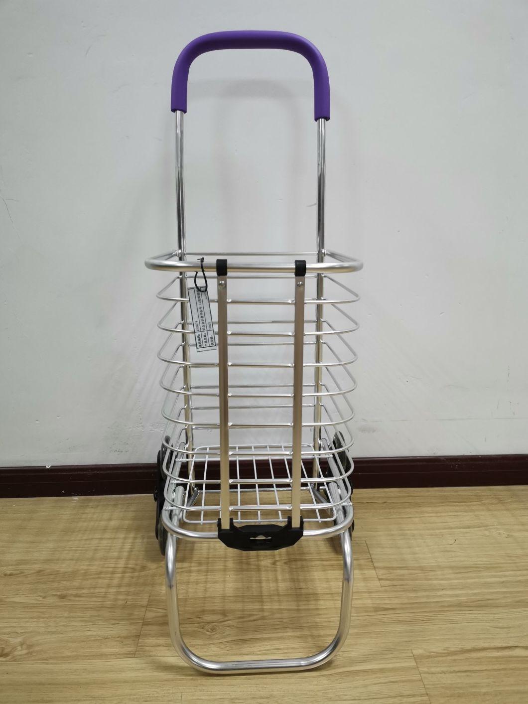 China Hot Sale Aluminum 3 Wheel Stair Climbing Cart Folding Shopping Trolleys