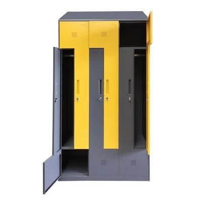 Gym Customized Inclined Top Metal Steel Locker L Door Space Saving Pitched Roof Locker Cabinet