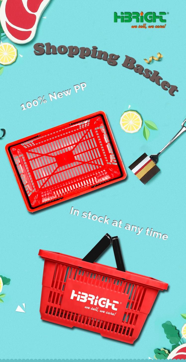 Supermarket Grocery Colorful Plastic Shopping Baskets with Handles