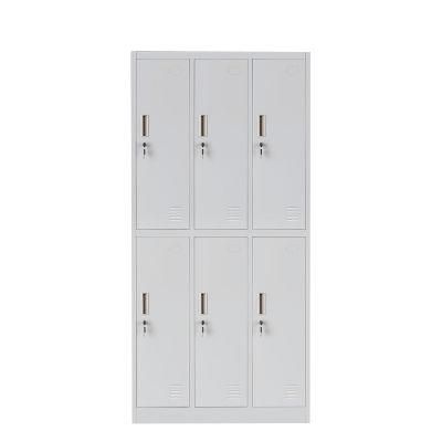 6 Door Metal Locker for Storage Bags and Clothes Steel Locker Storage Cabinet Cupboards School Gym SPA Locker