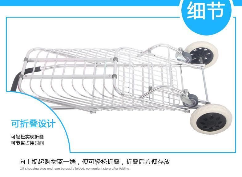 Foldable Aluminium Alloy Trolley Supermarket Hand Pull Collapsible Shopping Carts Bag with Wheels