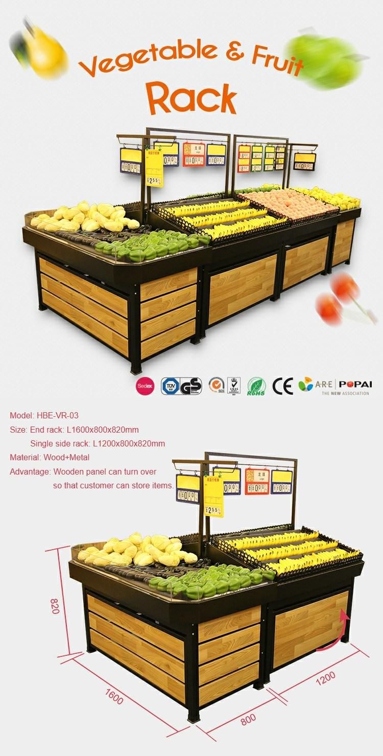 Display Stand Fruit Metal and Wood Vegetable Rack