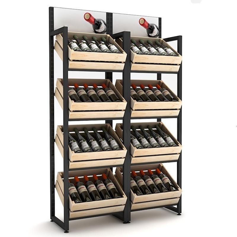 2022 New Design Vegetable and Fruit Rack Wood and Steel Shelf