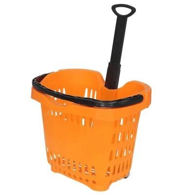 High Quality Two-Wheeled Suping Basket Trolley Supermarket Plastic Carts